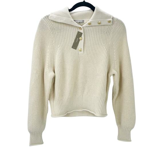 J. Crew Ribbed Cotton Button-Collar Sweater Long Sleeve Linen Size XS NWT - Picture 2 of 10
